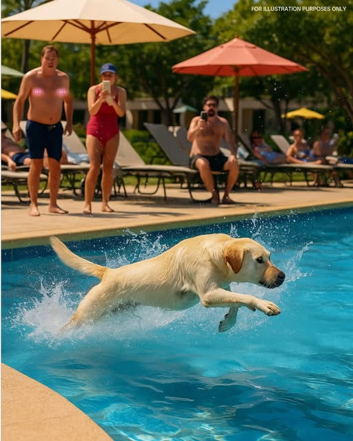 Turyści byli zirytowani, gdy pies zanurkował w basenie… dopóki nie zob