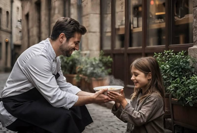 Kelner potajemnie pomógł głodnej dziewczynce!