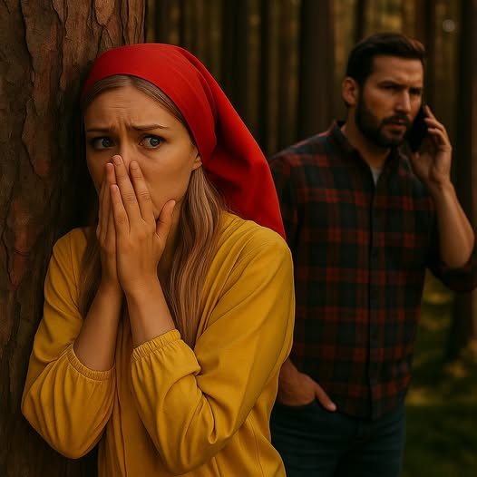 Ukryta za sosną w lesie, Ksiusha chciała zrobić mężowi niespodziankę