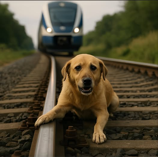 Między szynami szarpał się pies, jego łapa utkwiła w szczelinie między